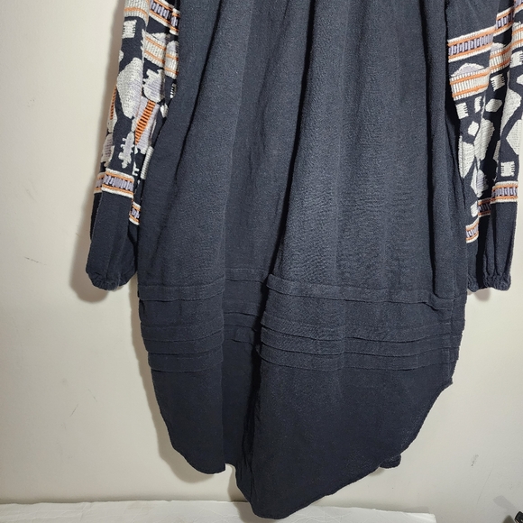Free People High-low Caftan Dress With Embroidery Button Down Front Size XS - Picture 8 of 11